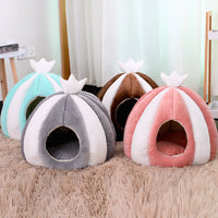 HKM-9201341 Cozy Thickened Pet Nest for Small Dogs and Cats - Yurt Style in Pink, Gray, Brown, Green - 50x50CM