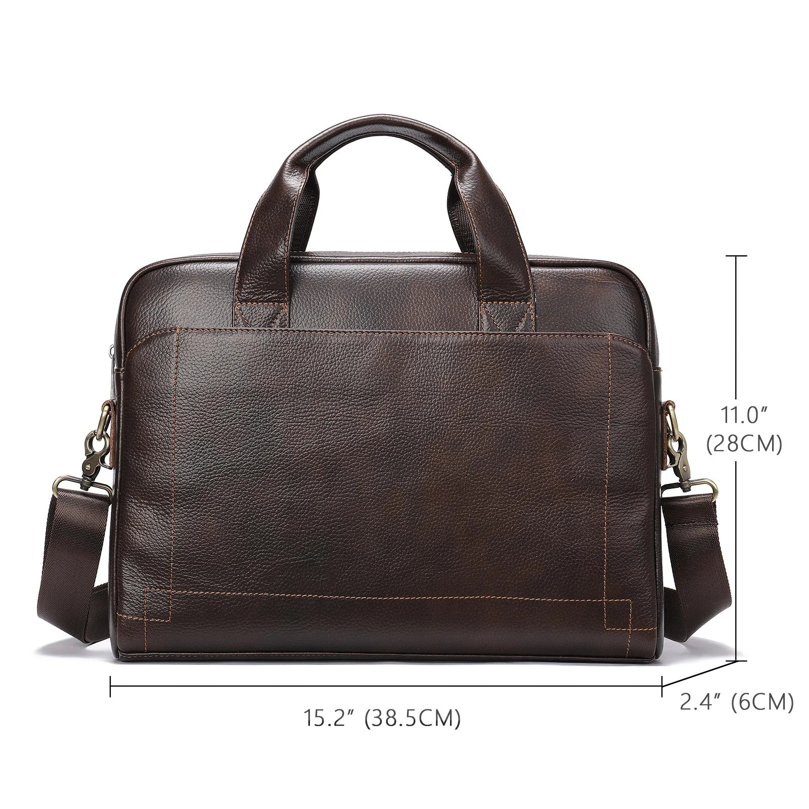 HKM-920147 Genuine Leather Laptop Briefcase for Men - Stylish Office Handbag for Documents and Essentials