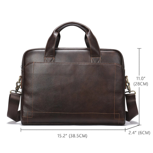HKM-920147 Genuine Leather Laptop Briefcase for Men - Stylish Office Handbag for Documents and Essentials