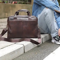 HKM-920147 Genuine Leather Laptop Briefcase for Men - Stylish Office Handbag for Documents and Essentials