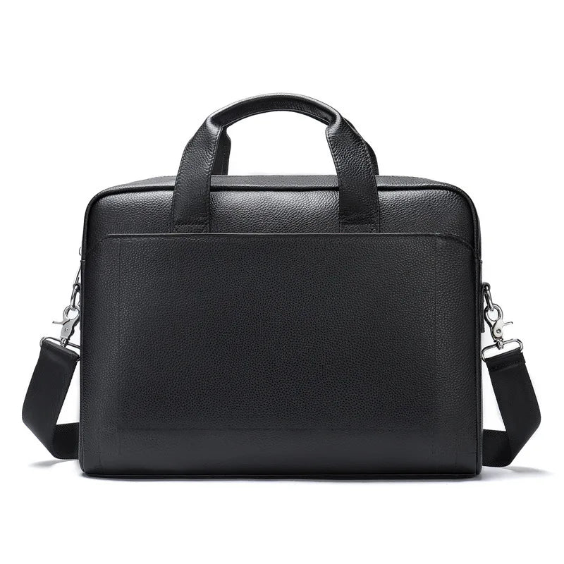 HKM-920147 Genuine Leather Laptop Briefcase for Men - Stylish Office Handbag for Documents and Essentials