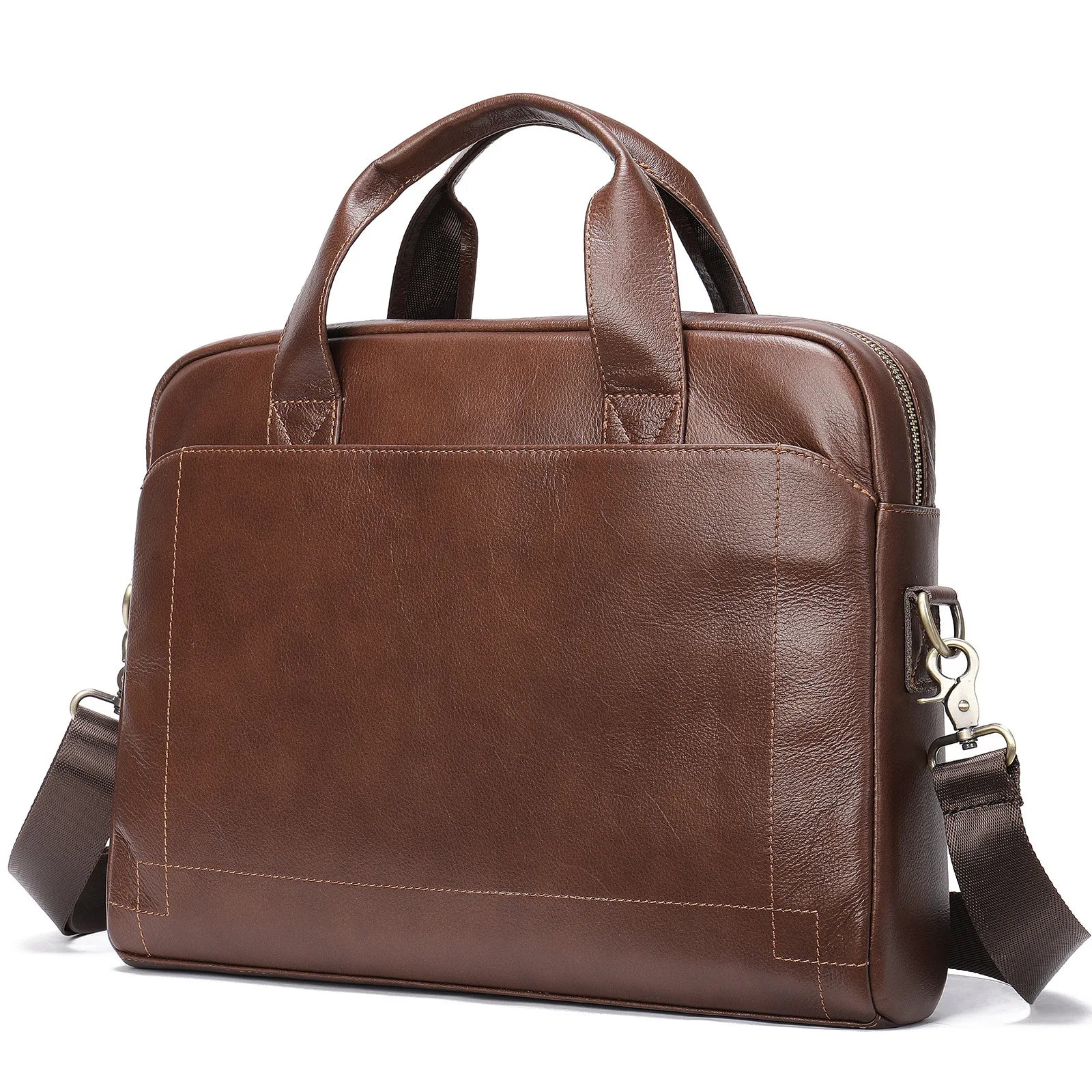 HKM-920147 Genuine Leather Laptop Briefcase for Men - Stylish Office Handbag for Documents and Essentials