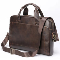 HKM-920147 Genuine Leather Laptop Briefcase for Men - Stylish Office Handbag for Documents and Essentials