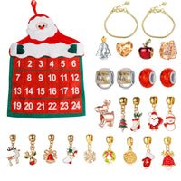 HKM-920211 Christmas Jewelry Gift Set with Calendar Bag, 2 Bracelets, 22 Accessories, and Snake Bone Chains