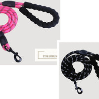 HKM-9202877 Fashion Foam Handle Traction Strap Set with Black and White Reflective Strip - 1.5m Polyester Lead Rope