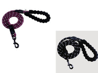 HKM-9202877 Fashion Foam Handle Traction Strap Set with Black and White Reflective Strip - 1.5m Polyester Lead Rope