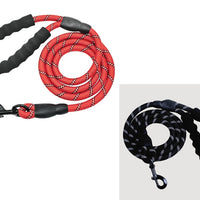 HKM-9202877 Fashion Foam Handle Traction Strap Set with Black and White Reflective Strip - 1.5m Polyester Lead Rope