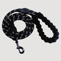 HKM-9202877 Fashion Foam Handle Traction Strap Set with Black and White Reflective Strip - 1.5m Polyester Lead Rope