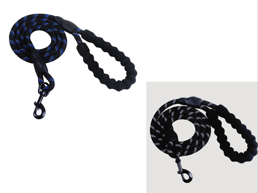HKM-9202877 Fashion Foam Handle Traction Strap Set with Black and White Reflective Strip - 1.5m Polyester Lead Rope