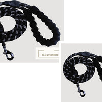 HKM-9202877 Fashion Foam Handle Traction Strap Set with Black and White Reflective Strip - 1.5m Polyester Lead Rope