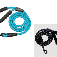 HKM-9202877 Fashion Foam Handle Traction Strap Set with Black and White Reflective Strip - 1.5m Polyester Lead Rope