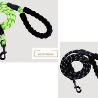 HKM-9202877 Fashion Foam Handle Traction Strap Set with Black and White Reflective Strip - 1.5m Polyester Lead Rope