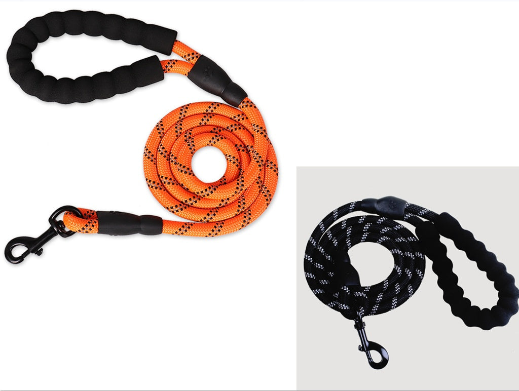 HKM-9202877 Fashion Foam Handle Traction Strap Set with Black and White Reflective Strip - 1.5m Polyester Lead Rope