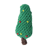 HKM-9203901 Cotton Rope Knot Toy for Dogs and Cats - Christmas Tree Design, Durable and Safe for Chewing