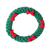 HKM-9203901 Cotton Rope Knot Toy for Dogs and Cats - Christmas Tree Design, Durable and Safe for Chewing