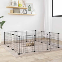 HKM-9204669 8-Panel and 12-Panel Powder-Coated Steel Pet Cage with Door for Training and Play