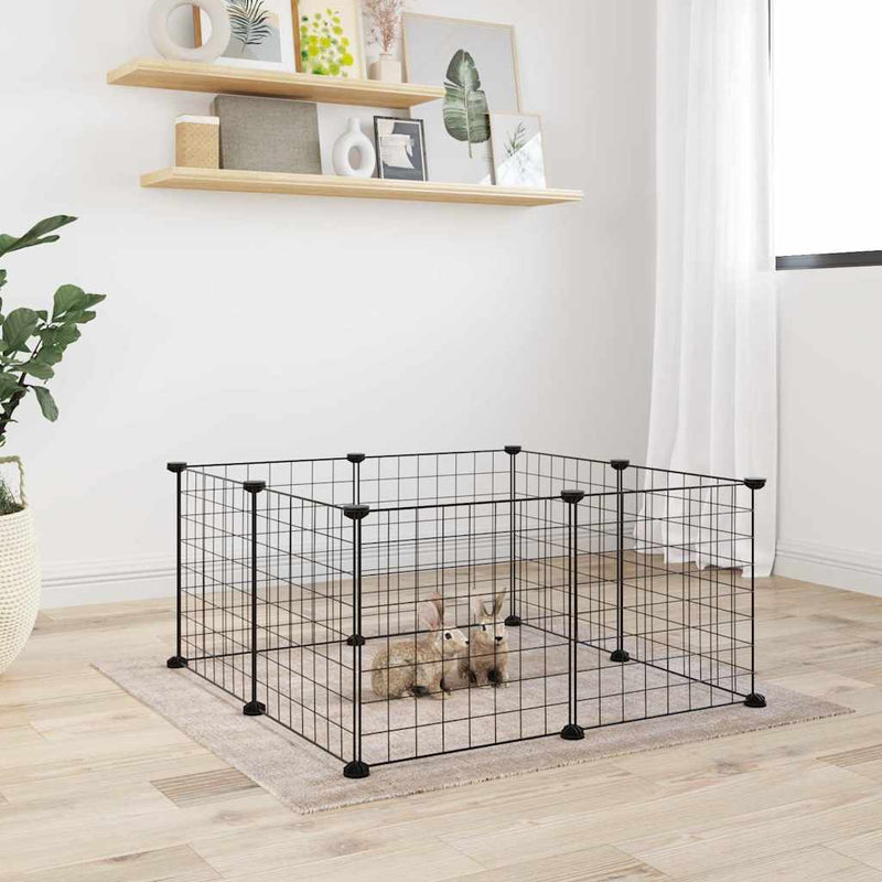HKM-9204669 8-Panel and 12-Panel Powder-Coated Steel Pet Cage with Door for Training and Play