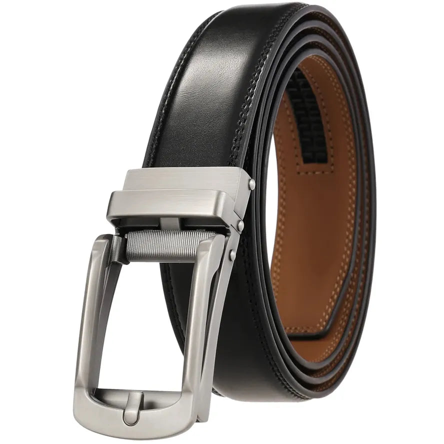 HKM-920467 Casual Leather Belt with Reverse Pull Buckle - Model LY33-23426-1