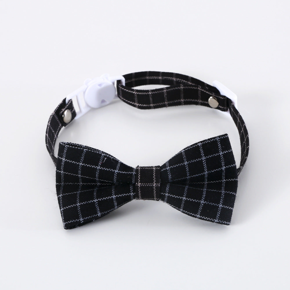 HKM-9205053 Adjustable British Style Plaid Bow Tie and Tie Collar Accessories for Pets