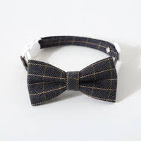 HKM-9205053 Adjustable British Style Plaid Bow Tie and Tie Collar Accessories for Pets