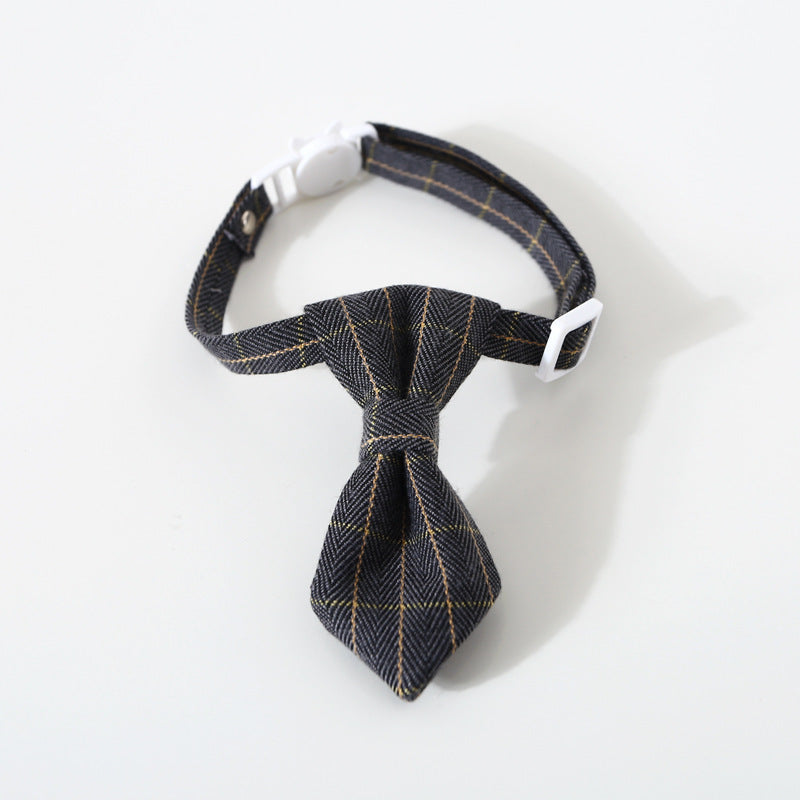 HKM-9205053 Adjustable British Style Plaid Bow Tie and Tie Collar Accessories for Pets