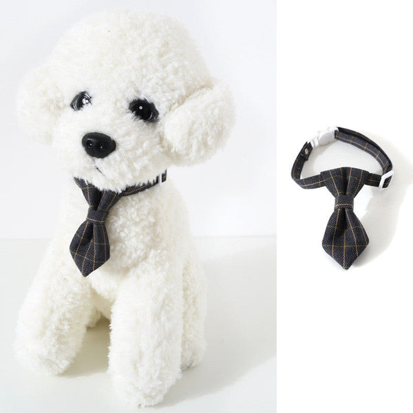 HKM-9205053 Adjustable British Style Plaid Bow Tie and Tie Collar Accessories for Pets