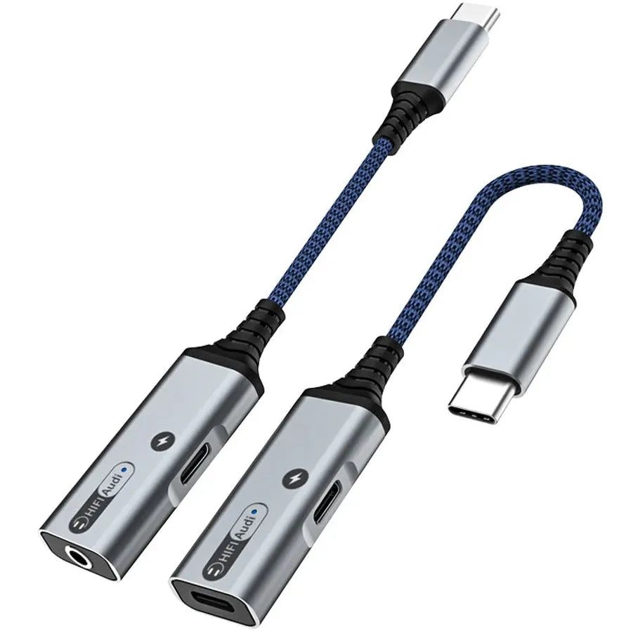 HKM-920659 Type C DAC Audio Splitter 2-in-1 Adapter for Type C Devices to 3.5mm Headphone Jack