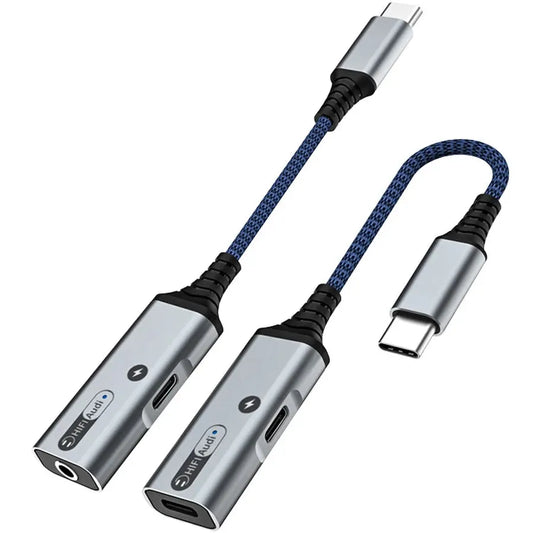 HKM-920659 Type C DAC Audio Splitter 2-in-1 Adapter for Type C Devices to 3.5mm Headphone Jack