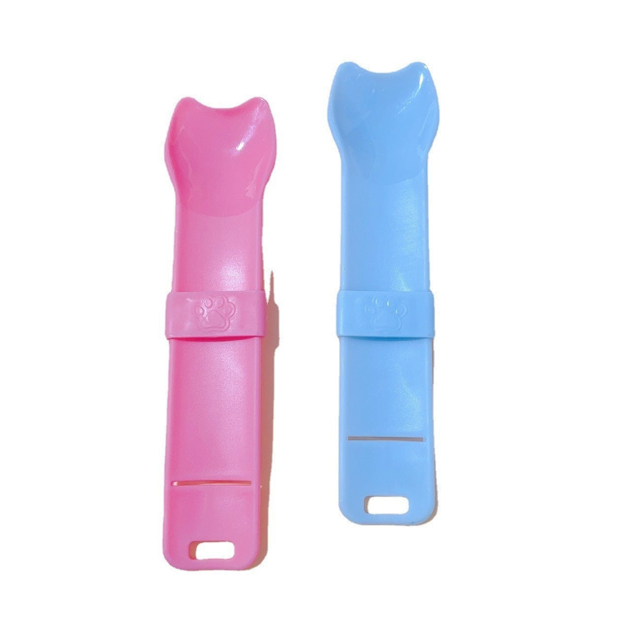 HKM-9206845 Cat Feeding Spoon in Blue and Pink - Durable Plastic Tableware for Your Pet