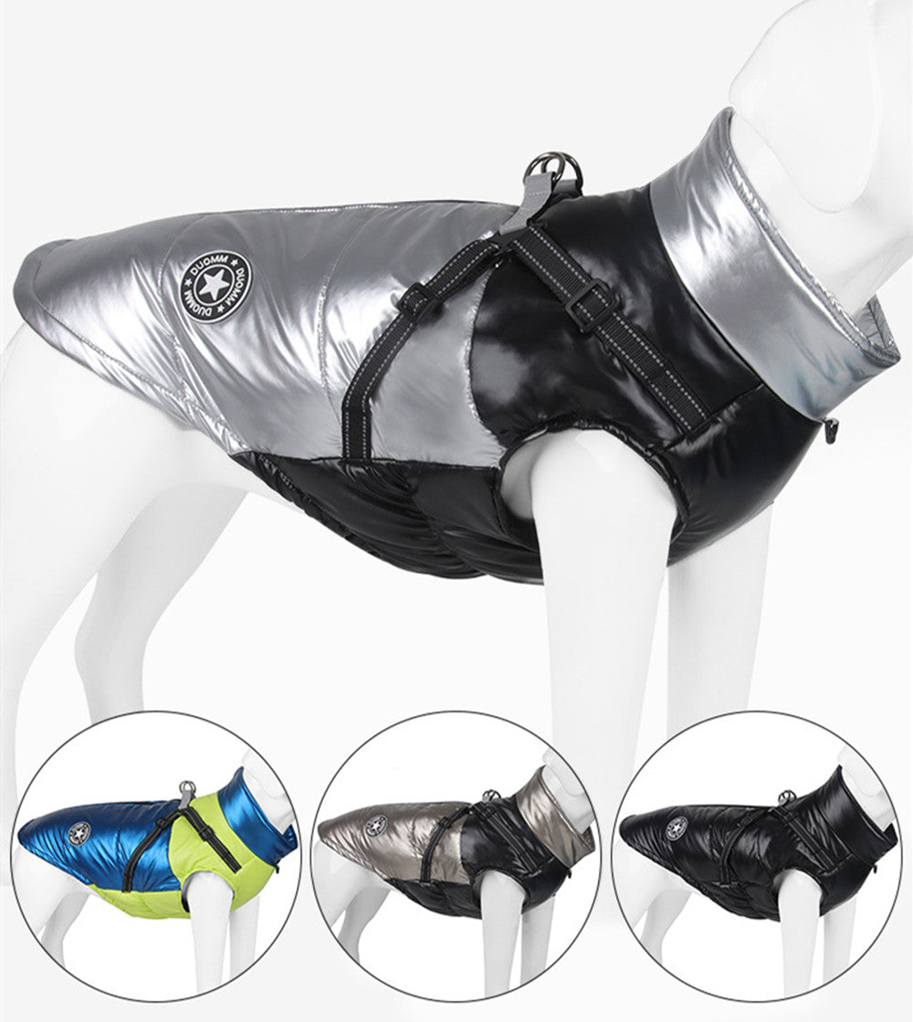 HKM-9207485 Windproof and Warm Reflective Webbing Cotton Coat for Big Dogs