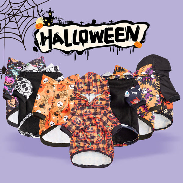 HKM-9208125 Halloween-Themed Pet Clothing for Small and Medium Dogs and Cats - Pumpkin & Skull Designs