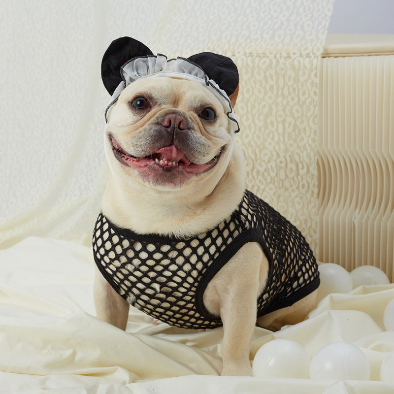 HKM-9208637 Hollow Mesh Pet Vest - Elastic Breathable Dog Clothing in Various Colors and Sizes