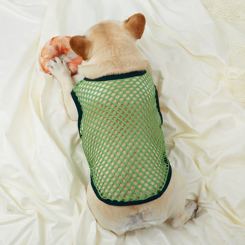 HKM-9208637 Hollow Mesh Pet Vest - Elastic Breathable Dog Clothing in Various Colors and Sizes