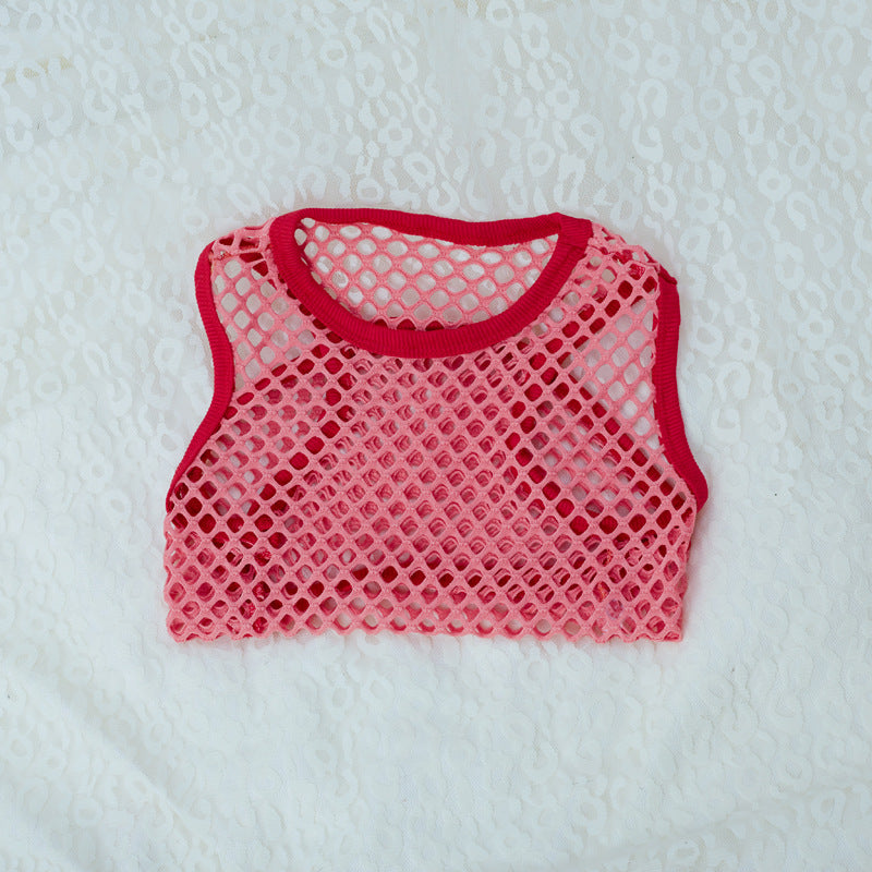 HKM-9208637 Hollow Mesh Pet Vest - Elastic Breathable Dog Clothing in Various Colors and Sizes
