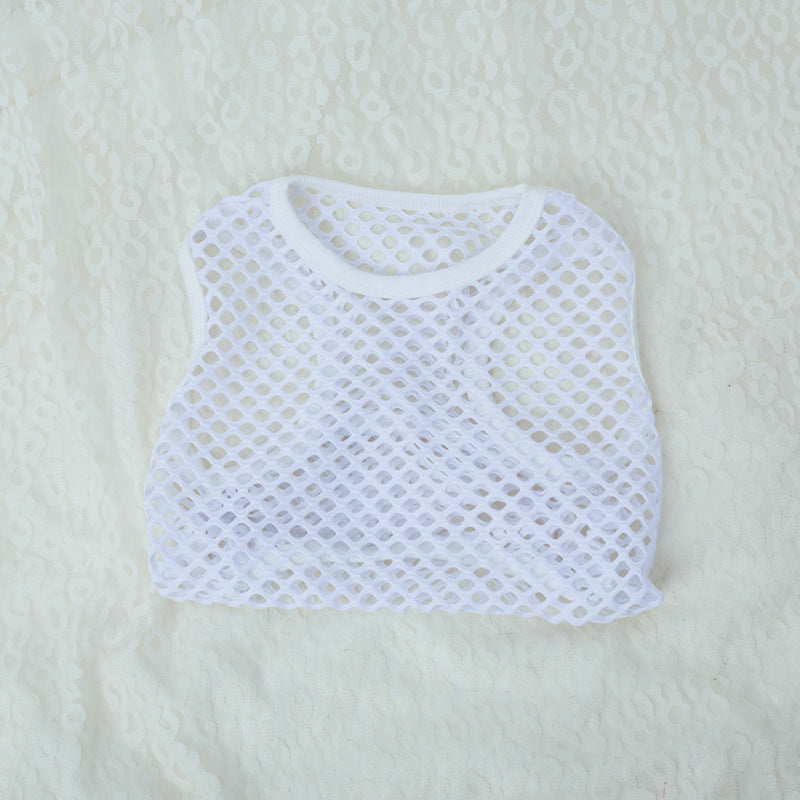 HKM-9208637 Hollow Mesh Pet Vest - Elastic Breathable Dog Clothing in Various Colors and Sizes