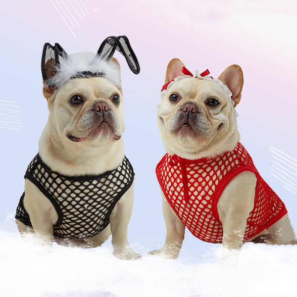 HKM-9208637 Hollow Mesh Pet Vest - Elastic Breathable Dog Clothing in Various Colors and Sizes
