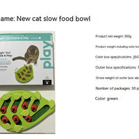 HKM-9209021 Slow Feed Cat Bowl in Green - BPA-Free PP Material Pet Tableware