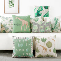 HKM-920979 Artistic Leaf Pattern Blended Fabric Pillow Cover - Plant Leaf Series