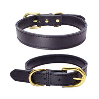 HKM-9210813 Cowhide Leather Dog Collar - Adjustable Sizes XS to L, Durable and Stylish Design