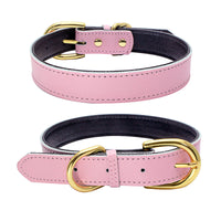HKM-9210813 Cowhide Leather Dog Collar - Adjustable Sizes XS to L, Durable and Stylish Design