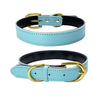 HKM-9210813 Cowhide Leather Dog Collar - Adjustable Sizes XS to L, Durable and Stylish Design