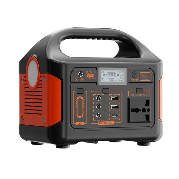 HKM-921107 300W Outdoor Power Station with LiFePO4 Battery and Pure Sine Wave Output, 184Wh/230Wh, Lightweight Design