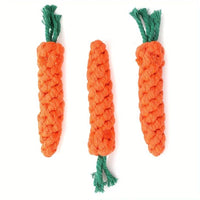 HKM-9211453 Durable Cotton Rope Pet Chew Toy in Carrot Shape for Small Dogs and Cats, Promotes Dental Health