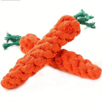 HKM-9211453 Durable Cotton Rope Pet Chew Toy in Carrot Shape for Small Dogs and Cats, Promotes Dental Health