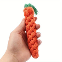HKM-9211453 Durable Cotton Rope Pet Chew Toy in Carrot Shape for Small Dogs and Cats, Promotes Dental Health
