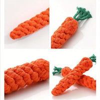 HKM-9211453 Durable Cotton Rope Pet Chew Toy in Carrot Shape for Small Dogs and Cats, Promotes Dental Health