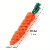 HKM-9211453 Durable Cotton Rope Pet Chew Toy in Carrot Shape for Small Dogs and Cats, Promotes Dental Health