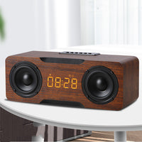 HKM-921235 Wooden Bluetooth Clock Speaker with Digital Display and U Disk/TF Card Support