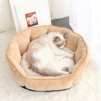 HKM-9212861 Shell-Shaped Pet Nest in Soft Imitation Suede & Plush ¨C Available in Pink, Gray, and Khaki