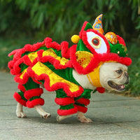 HKM-9212989 Funny Lion and Horse Costumes for Dogs and Cats - Four-Legged Apparel in Red and Blue